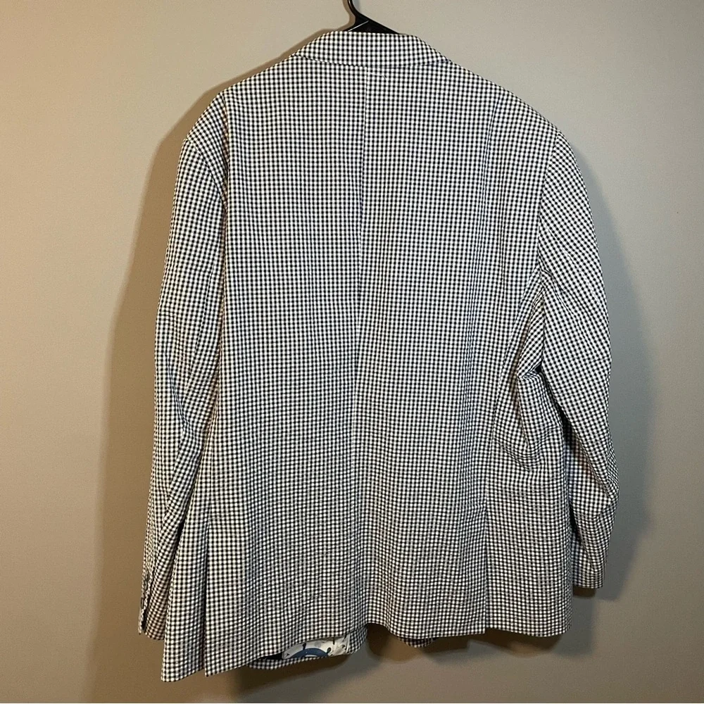 Paisley & Gray Men’s Blazer 54R Slim Fit Checkered Blue White Lightweight Church - Picture 6 of 8